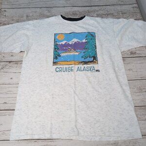 Vintage Alore Ringspun T Shirt Cruise Alaska Grey Graphic T Shirt Size Large